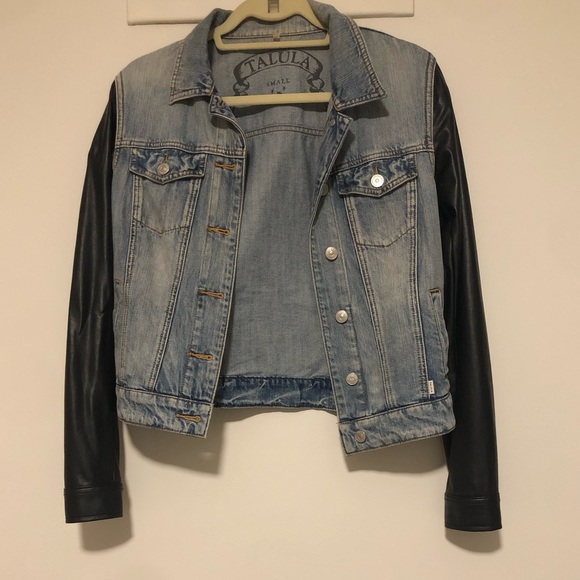 Talula Vegan Leather Denim Jacket - Size Small - Picture 2 of 2